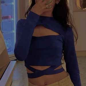 Blue tie top